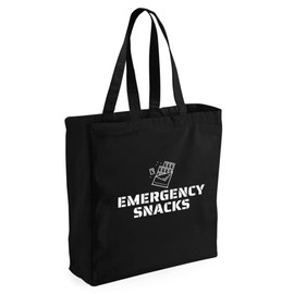 D Design Invent Print! Funny Shopping Tote Bag Cotton Reusable Travel Shoulder Bag for Ladies Women Grocery Bag for Life 40cm x 39cm x 13cm (Black)