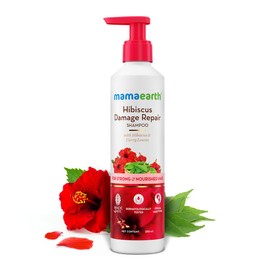 MAMAEARTH Hibiscus Shampoo With Hibiscus & Curry Leaves for Strong & Nourished Hair - 250ml | For Dry & Frizzy Hair | For Smoother, Shinier Hair | Suitable For All Hair Types
