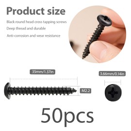 Pack of 50 M4 x 35 mm Carbon Steel Wood Screws Phillips Round Head Self Tapping Screws for Woodworking, Furniture Construction and DIY Projects