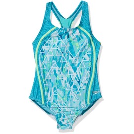 Speedo - Bañador para niña Estampado de una Pieza con Correa Gruesa en la Parte Trasera, Capri Breeze, Capri Breeze, 14 (Big Girls)