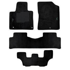 ecoMats Carpet Floor Mats Custom Fit for 2021 to 2025 Kia Sorento with Driver Heel Pad and Safety Locks, Complete 3-Row Set, Black, (Not for Hybrid Models)