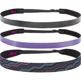 Hipsy 3pk Women's Adjustable NO SLIP Casual Style Headband Multi Gift Pack (Black & Purple)