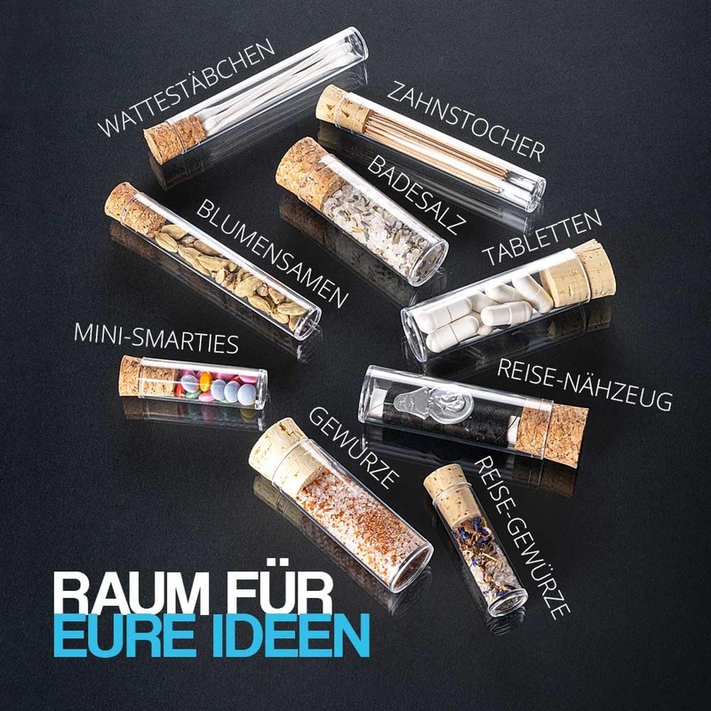 Tuuters 25 x Plastic Test Tubes with Cork Closure, Small