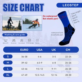 LEOSTEP Outdoor waterproof socks for men and women for ultimate adventure, breathable, durable and comfortable. Ideal for cycling, skiing, mountain biking, golf, running, hiking and fishing, blue