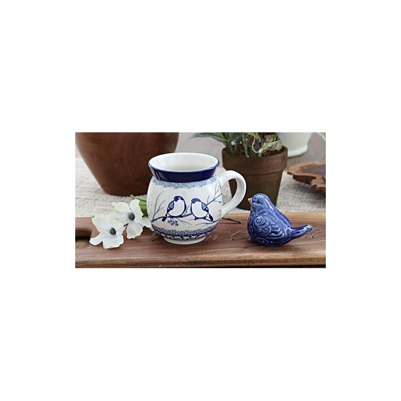 Blue Rose Polish Pottery - Bluebird Bubble Mug - 16