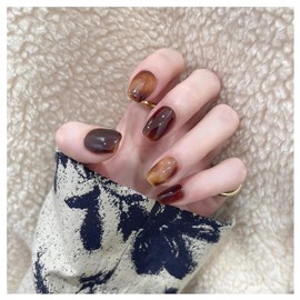 SEMTIM Nail Tips, 24 Pieces, Medium Short, Round False Nails, Short Nail Tip, Medium Long, Popular, Japanese Style, Cute, Simple, Stylish, Adult Ceremonies, School Entrance Ceremonies, Graduation Ceremonies, Nail Tips (BS2075)