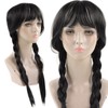 Black Long Double Braid Wig Synthetic Simulated Scalp Heat Resistant
