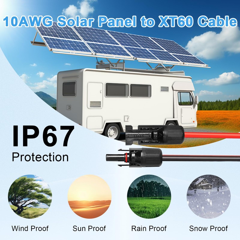 MOOKEERF Solar to XT60 Cable 10AWG 6FT Solar Connector to