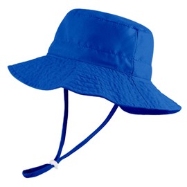 LACOFIA Toddler Baby Sun Hat Kids Boy's Summer Bucket Hat Wide Brim for Outdoor Swim Beach Pool Adjustable Blue 6-24 Months