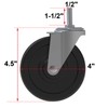 AAGUT 4 Inch Rubber Swivel Stem Caster, 1/2"-13x1.5" Threaded Stem,