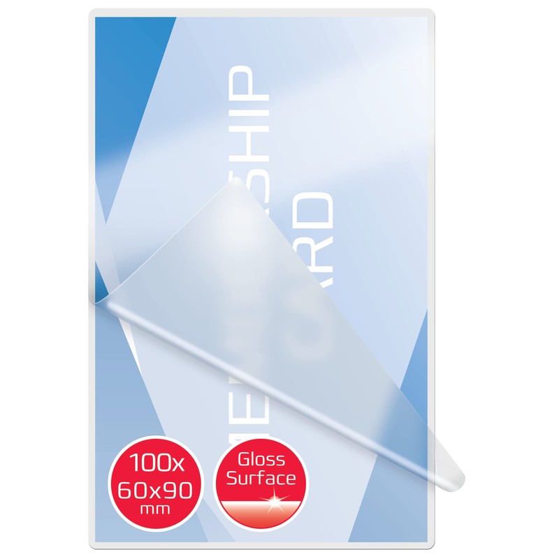 GBC 60x90mm 2x125 Micron Gloss Card Laminating Pouches, Pack of