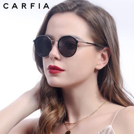 CARFIA Vintage Runde Damen Sonnenbrille Polarisiert 100% UV-Schutz mit Brillenetui Kategorie.3 für Outdoor Fahren