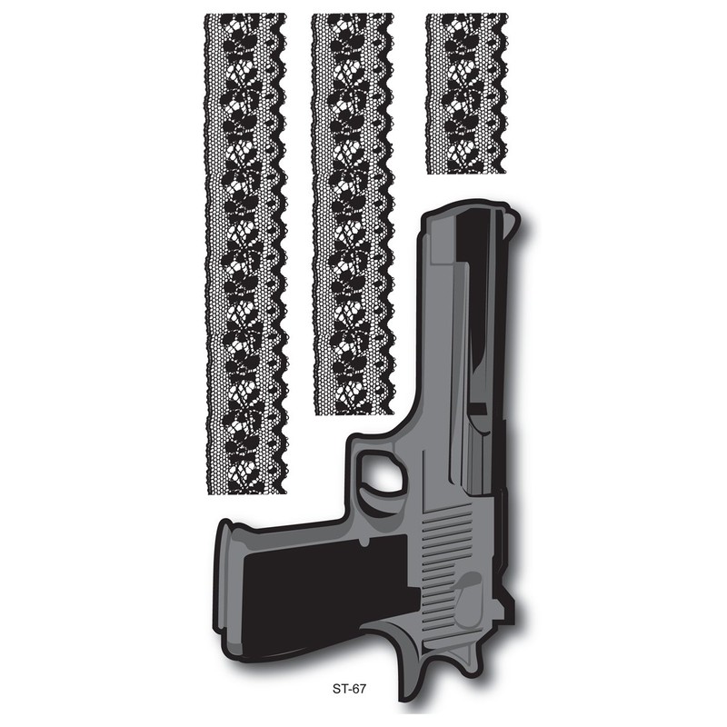 Supperb® Temporary Tattoos - 3d Gun & Lace