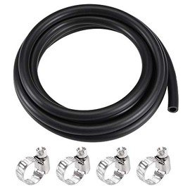 sourcing map Lubricating Oil Hose 6mm(1/4") ID 9mm OD 6.6ft Rubber Water Hose Black, 4 Clamps