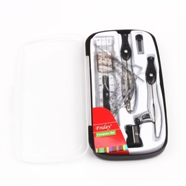 MHwan Maths Set, 10 Pcs Protractor Geometry Sets, Metal Compass Maths with Eraser Ruler, Protractor and Compass Set, Maths Sets for Secondary School, Suitable for School and Home Education (Black)