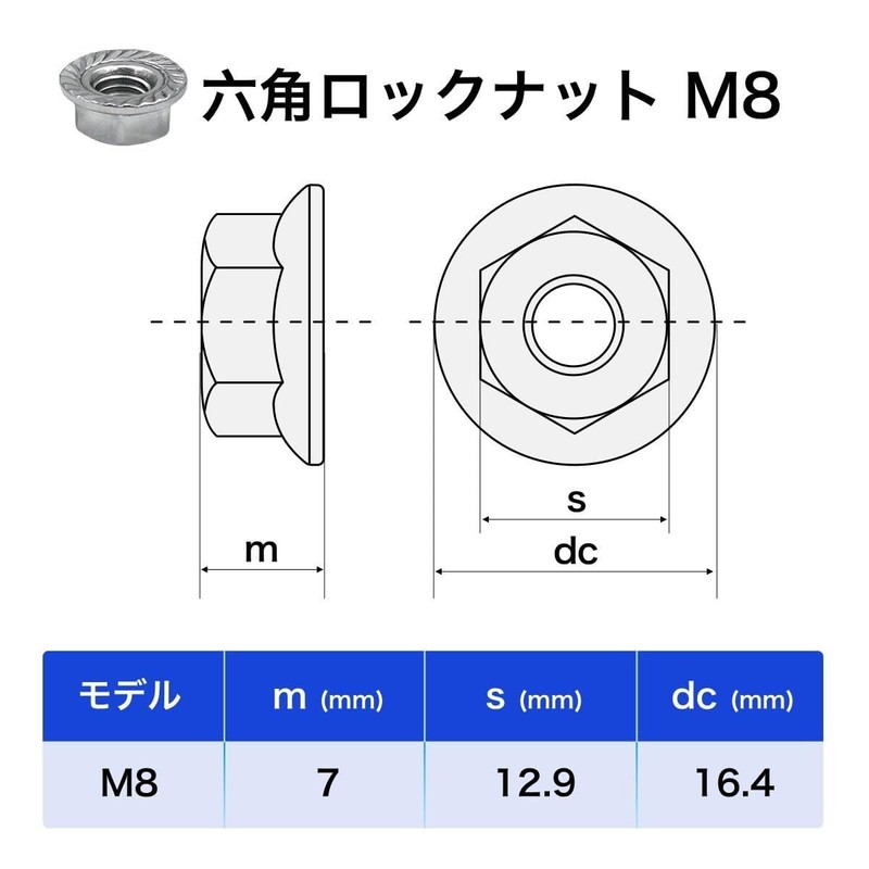 winova M8 Hex Lock Nut Hex Flange Nut Stainless Steel
