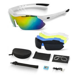 Hurdilen Polarized Cycling Sunglasses for Men Women, 5 Lenses UV Protection Anti-Glare Glasses for Sports, Baseball, Running