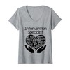 Womens Intervention Specialist T shirt Heart Hands School Gift V-Neck