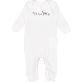 inktastic Farm Animal Illustration Art Cow Pig Horse Chicken Baby Romper Coveralls 18 Months White 465c2