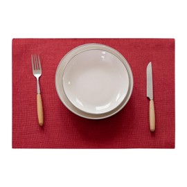 Demetex Placemat Cloth Cotton Linen Mat Double Layer Fabric Sewn Solid Color Japanese Style Flexible Thick Insulation Anti-Slip Easy Care Washable Kitchen Decoration Home Restaurant Room Dining Room