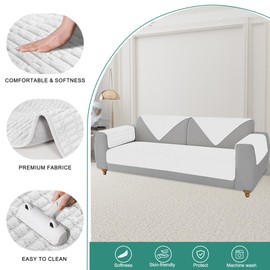 Foxdecor Sofa Arm Cover, Arm Chair Covers Set of 2, Non-Slip, Waterproof, White 20x20 inch