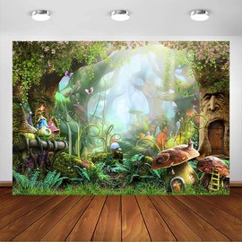 Avezano Fairy Tale Photo Background 2.1 x 1.5 m Enchanted Forest Flower Photography Background Studio Video Backgrounds Baby Girls Children Birthday Party Photo Booth Background Decoration
