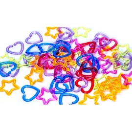 60 HEARTS & STARS INTERLOCKING LINKS BIRD PARROT TOY PARTS KIDS TOY CRAFTS COLOR