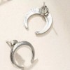 Crescent Womens Simple Minimalist Silver Tone Crescent Moon Stud Earrings