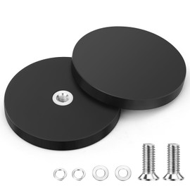 Wukong Extra Strong Rubberised Magnets Diameter 66 mm, Pack of 2 Strong Magnets Non-Slip with M6 Flat Thread, Magnets with Thread for Vehicles, Lamps, Attaching Tools