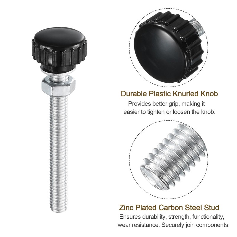 QUARKZMAN 4 Sets Knurled Knobs Knurled Screw Screws with Nuts