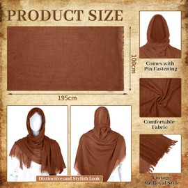 MyersCostume Medieval Knight Leather Men Renaissance Half Shoulder Cape Scarf Buckle Bracers Retro Sword Frog (Orange)