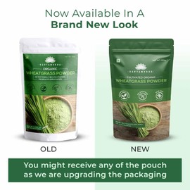 SAPTAMVEDA 100% Organic Wheat Grass Powder (8.8 Ounce/250gm) Non-GMO, Vegan, Superfood | Antioxidant, Energy, Detox, Immunity Booster, Skin Health| Resealable Bag
