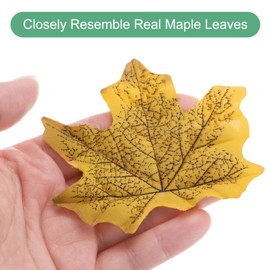 M METERXITY 200-Pack Artificial Maple Leaves, Fake Fall Leaves Faux Autumn Leaves for Thanksgiving/Wedding/Party/Wreaths Decor/Scrapbooking Crafts [Light Yellow]