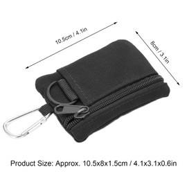 equlup Nylon EDC Molle Pouch, Outdoor Mini Portable Wallet Key Card Case EDC Pouch Bag Coin Purse Hiking Waist Packs with Carabiner for Climbing(Black)