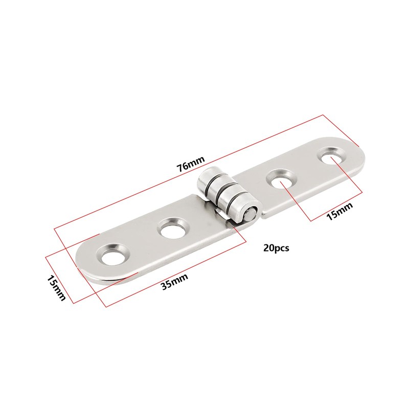 OTOTEC 20PCS 180 Degree Folding Flip Hinges 76x15mm Hole Center