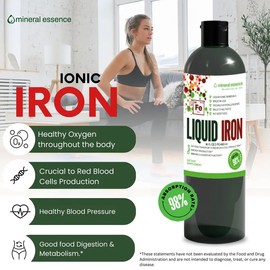Liquid Ionic Iron | 16 oz | 96 Servings | +/- 20 PPM – Fast Absorption Mineral Supplement – Boosts Immune System & Energy, Supports Cognitive Function , Digestive Health & Healthy Blood Pressure – Vegan, Non-GMO, Gluten-Free, – Daily Wellness Supplement -