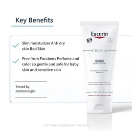 Eucerin Omega Light Repair Balm Specially For Dry & Sensitive Skin Long-Lasting Moisturizes Anti-Dryness Strengthens Skin Barrier Improves Discomfort Body Lotion 200ml