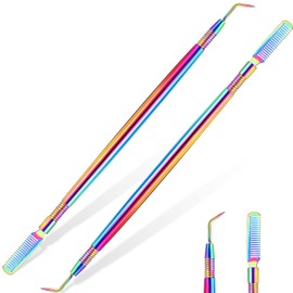 Chumia 2 Pieces 2 in 1 Lash Lift Tool Eyelash Separator Tool with Comb Stainless Steel Metal Lash Perm Lift Rods for Eyelash Eyebrow Comb Perming Tinting Curling Extension Supplies(Multi Color)