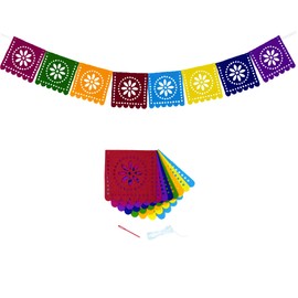 Mexican Felt Banner Picado Banner-Mexican Party Fiesta Felt Banners,Dia De Los Muertos Decorations Party Supplies (square 2)