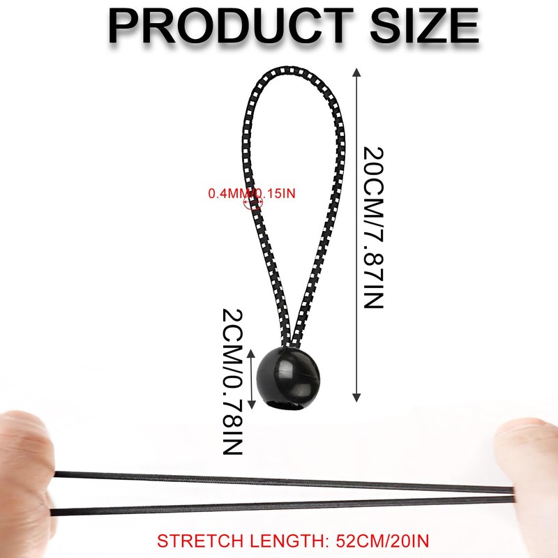 Voyzdx Cuerda Elastica con Bola para Lonas Toldos Carpas 25