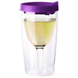 Vino2Go Double Wall Insulated Portable Wine Cup - Perky Purple