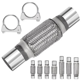 Mardatt 3Pcs Exhaust Flex Pipe Heavy Duty Stainless Steel Exhaust Flex Pipe Double Braid Exhaust Flex Tube U-Bolt Clamp Stainless Steel Muffler U-Bolt Clamps for Cars Trucks Buses Pipes(2" x 6" x 10")