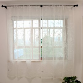 SLOW SOUL Set of 2 Panels Linen Texture Cotton Embroidered Sheer Curtains for Bedroom Living Room Window Treatments Farmhouse European Fancy Lace Curtain Rod Pocket White 54W X 72 inch Length