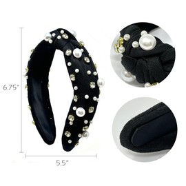 Bowbear Trendy Top Knotted Wide Headbands, Elegant Black
