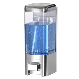 KESTERRA Manual Soap Dispenser, 17oz/500ml Wall Mount Soap Dispenser, Large Capacity Kitchen Bathroom Hand Soap Dispenser, Commercial Refillable Shampoo Shower Gel Lotion Dispenser, Chrome