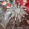 DUSVALLY Christmas Tree Topper, 14" x 11" Glitter Snowflake Metal