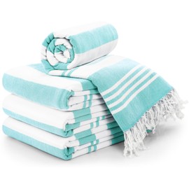 Utopia Towels 4 Pack Turkish Beach Towel, 40 by 72 Inches, 100% Cotton, Oversized Sand Free Lightweight Quick Dry, Prewashed for Soft Feel, Large Turkish Peshtemal Towel for Travel, Grey