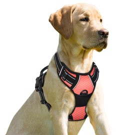 BARKBAY No Pull Dog Harness Front Clip Heavy Duty Reflective Easy Control Handle for Large Dog Walking(Light Pink,XL)