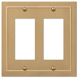 Amerelle 57RRBZ Bethany Wallplate, 2 Rocker, Cast Metal, Brushed Bronze, 1-Pack
