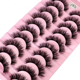 HBZGTLAD New 10 Pairs 3D Mink Lashes False Eyelashes Handmade Wispy Fluffy Long Lashes Natural Eye Makeup Tools Eye Lashes(Fly-07)